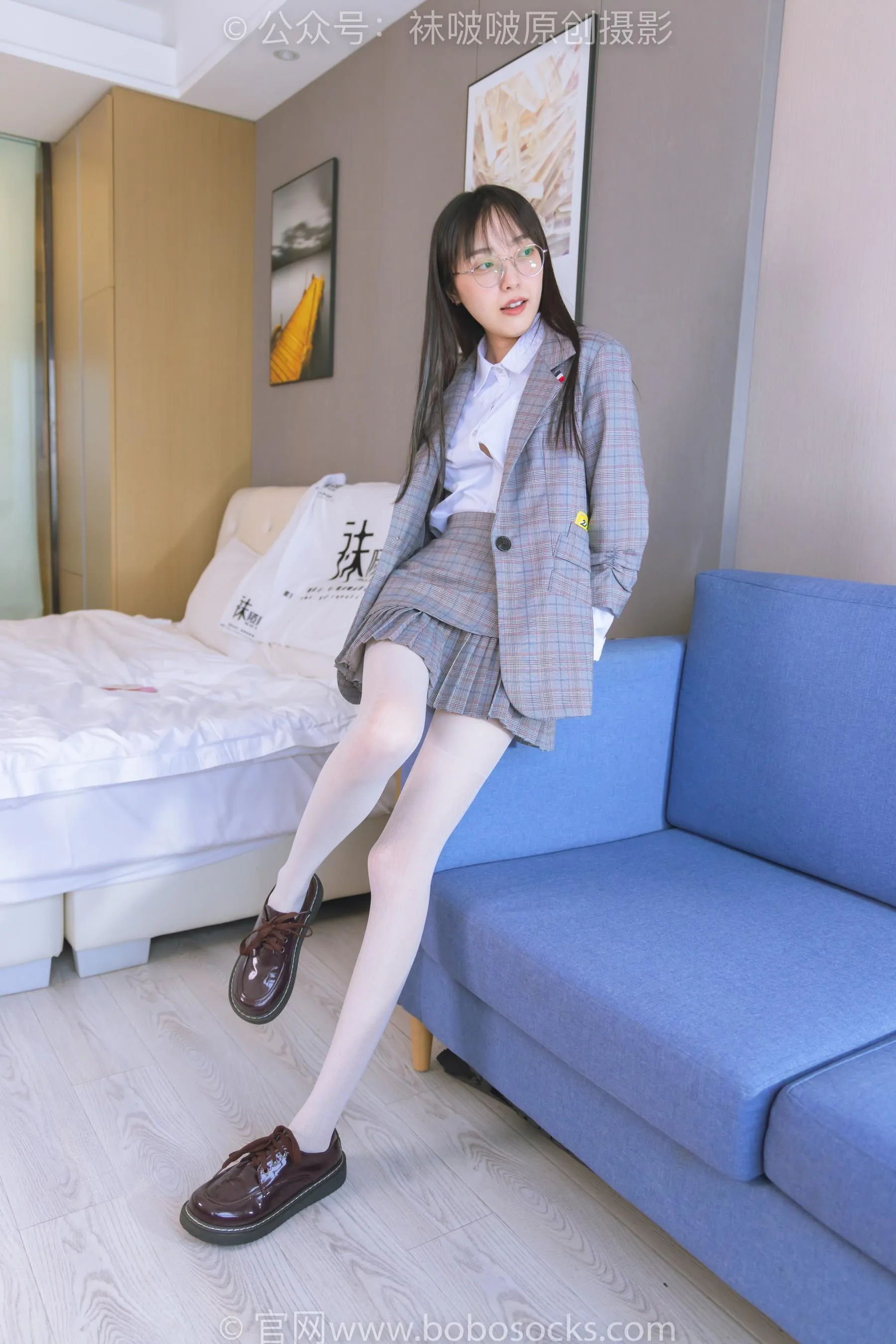 [BoBoSocks袜啵啵]NO.202 稚予-皮鞋、白色蕾丝丝袜、ol风 [87P]插图8